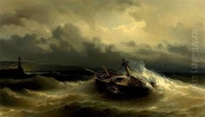 Bateau Dans La Tempete by Theodore Gudin
