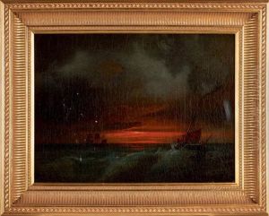 Embarcation Au Soleil Couchant by Theodore Gudin