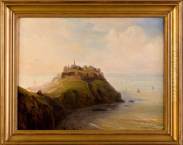 Village Sur La Falaise Devant La Mer (normandie ?) - view 1