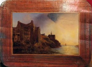 Chapelle En Bord De Mer Au Soleil Couchant by Theodore Gudin