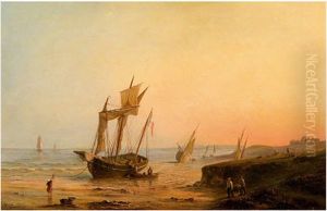 Fischerboote Im Abendlicht by Theodore Gudin