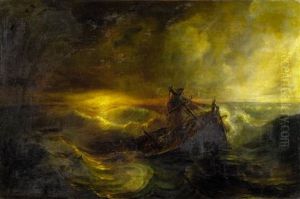 Bateau De Peche Sur Une Mer Agitee Au Soleil Couchant