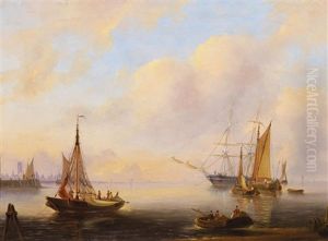 Vor Anker Liegende Segler An Der Kuste by Theodore Gudin