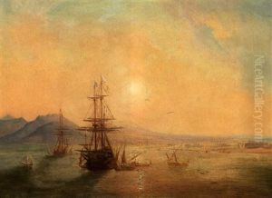 Englsche Galeone Mit Der Flagge Von St. George Mit Zahlreichen Beibooten Und Segler Vor Gibraltar(?)