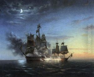 Scene De Combat Naval by Theodore Gudin