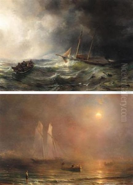 The Schooner "claymore" In A Storm (+ The Schooner "claymore" On Calm Seas; 2 Works) - view 1