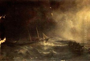 The Schooner "claymore" In A Swell by Theodore Gudin