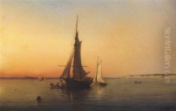 A Coaster Unloading At Dusk Off The Brittany Coast - view 1