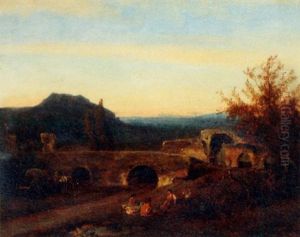 People Resting In A Ruin Landscape by Theodore Gudin