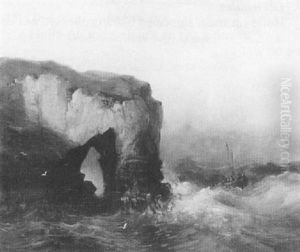 Bateau Par Gros Temps Pres Des Falaises by Theodore Gudin