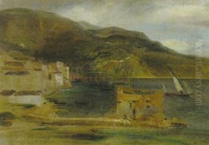 Sudliches Hafenstadtchen (amalfi?) by Theodore Gudin