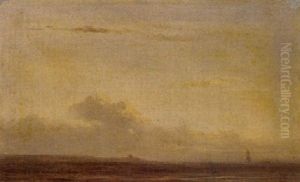 Kustenlandschaft Bei Sonnenuntergang by Theodore Gudin