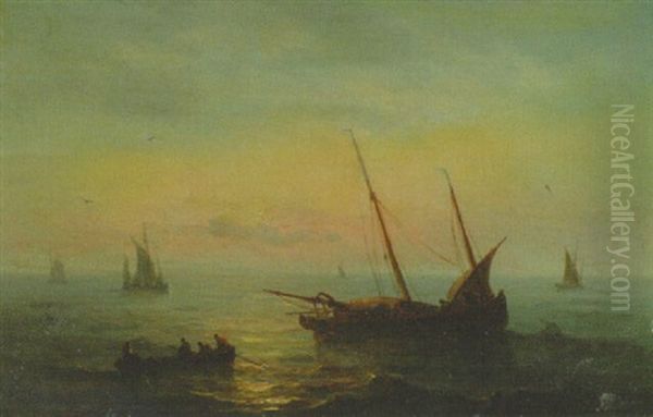 Fishing Boats At Sunset - view 1