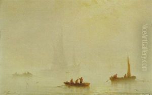 Fishing Boats At Dusk by Theodore Gudin