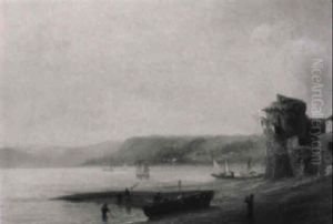 Kustenpartie In Der Bretagne by Theodore Gudin