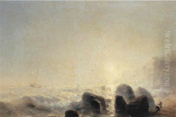 Rocky Coastal Landscape With Fishermen - view 1