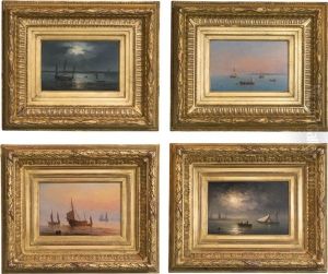 Four Coastal Landscapes by Henriette Gudin