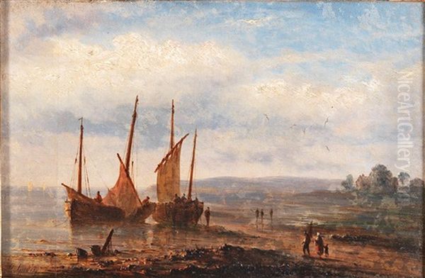 Sailing Ships With Decorative Figures On The Shore - view 1