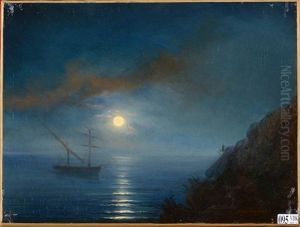 Clair De Lune Sur Un Bateau Ancre Dans Une Baie by Henriette Gudin