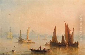 Vessels On The Bosphorus, Hagia Sophia Mosque Beyond by Henriette Gudin
