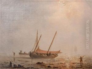 Pecheurs En Bateaux Sur Une Cote by Henriette Gudin