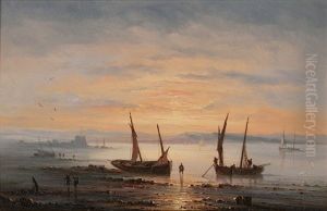 Fishermen Returning Home At Sunset by Henriette Gudin