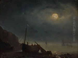 Pecheurs Au Crepuscule by Henriette Gudin