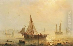 Fiskebatar Vid Strand by Henriette Gudin