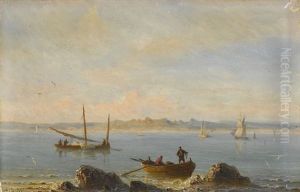 Kustenlandschaft Mit Booten Und Figurenstaffage by Henriette Gudin