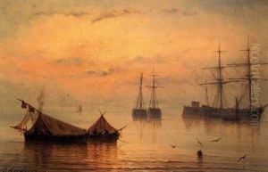 Barques De Pecheurs, Au Loin Des Navires