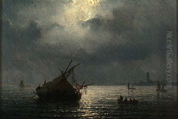 Bateaux De Peche Au Clair De Lune - view 1