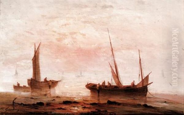 Fishing Boats At Sunset - view 1