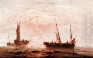 Fishing Boats At Sunset by Henriette Gudin