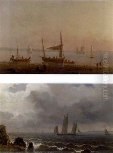Low Tide At Dusk (+ A Threemaster Off A Rocky Coast; Pair) Low Tide At Dusk (+ A Threemaster Off A Rocky Coast; Pair)