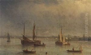 Fishing Boats In A Bay by Henriette Gudin