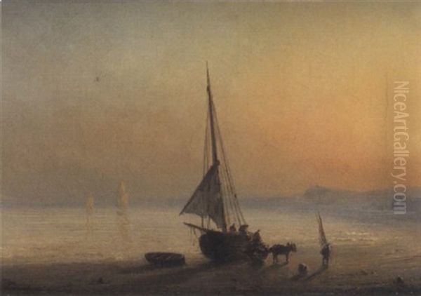 Beached Fishing Boat, Sunset - view 1