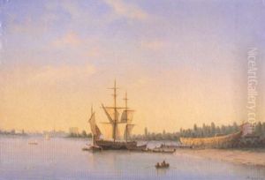 Voiliers Et Barques De Peche Sur La Riviere by Henriette Gudin