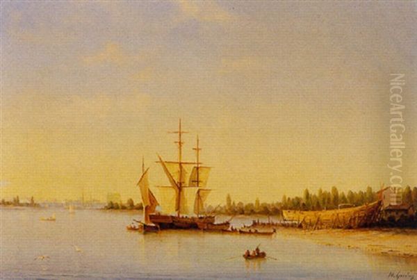 Shipping In A Bay Near A Shipyard - view 1
