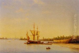 Shipping In A Bay Near A Shipyard by Henriette Gudin