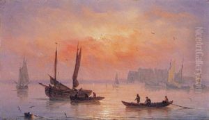 Marine Au Coucher De Soleil by Henriette Gudin