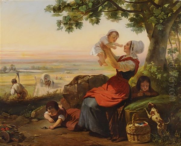 La Famille Sous L'arbre Pendant La Moisson - view 1