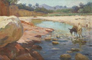 Anier Au Bord D'un Oued by Gaston Edouard Guedy