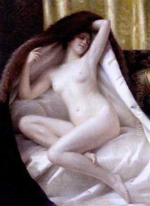 Young Woman Wrapped In A Fur Blanket
