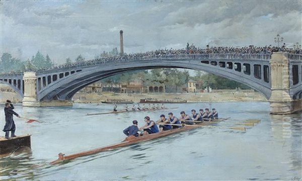 Match Annuel A L'aviron Entre Le Rowing-club De Paris Et La Societe Nautique De La Marne En 1882 - view 1