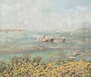 Bord De Mer Aux Ajoncs En Bretagne by Ferdinand Joseph Gueldry