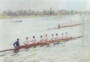 The Start Of The Boat Race, Putney by Ferdinand Joseph Gueldry