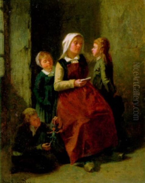 Interieur Mit Junger Frau Und Kindern - view 1