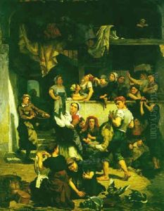 Cour D'une Auberge, La Veille D'une Fete by Amedee Guerard