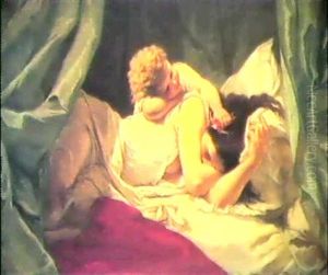 A Young Mother Playing With Her Child by Amedee Guerard