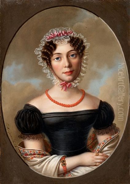 Portrait Of The Elder Sister Caroline Von Guerard Portrait Of The Younger Sister Ida Von Guerard - view 1